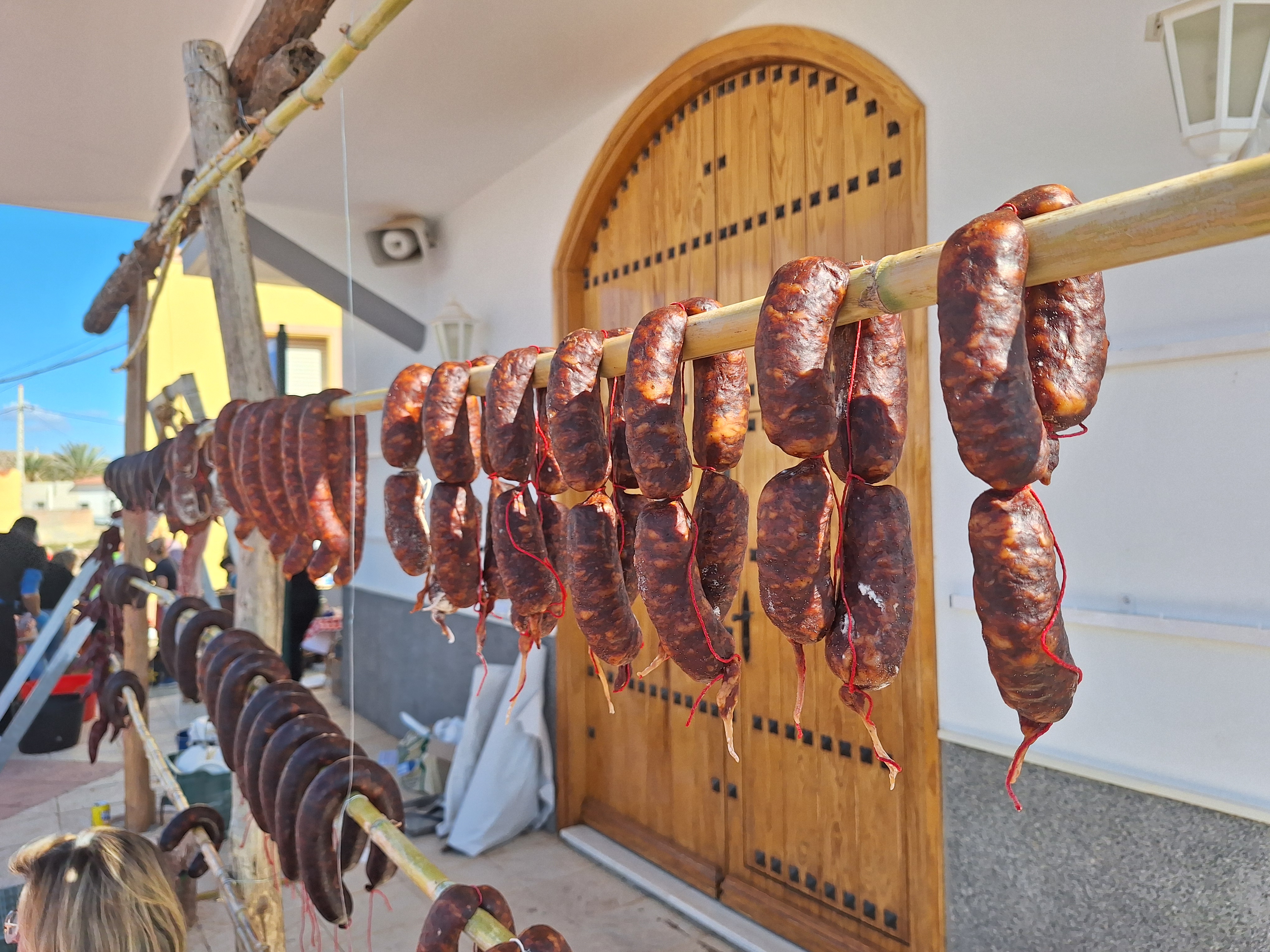 Morcilla and Chorizo curing in the open air.